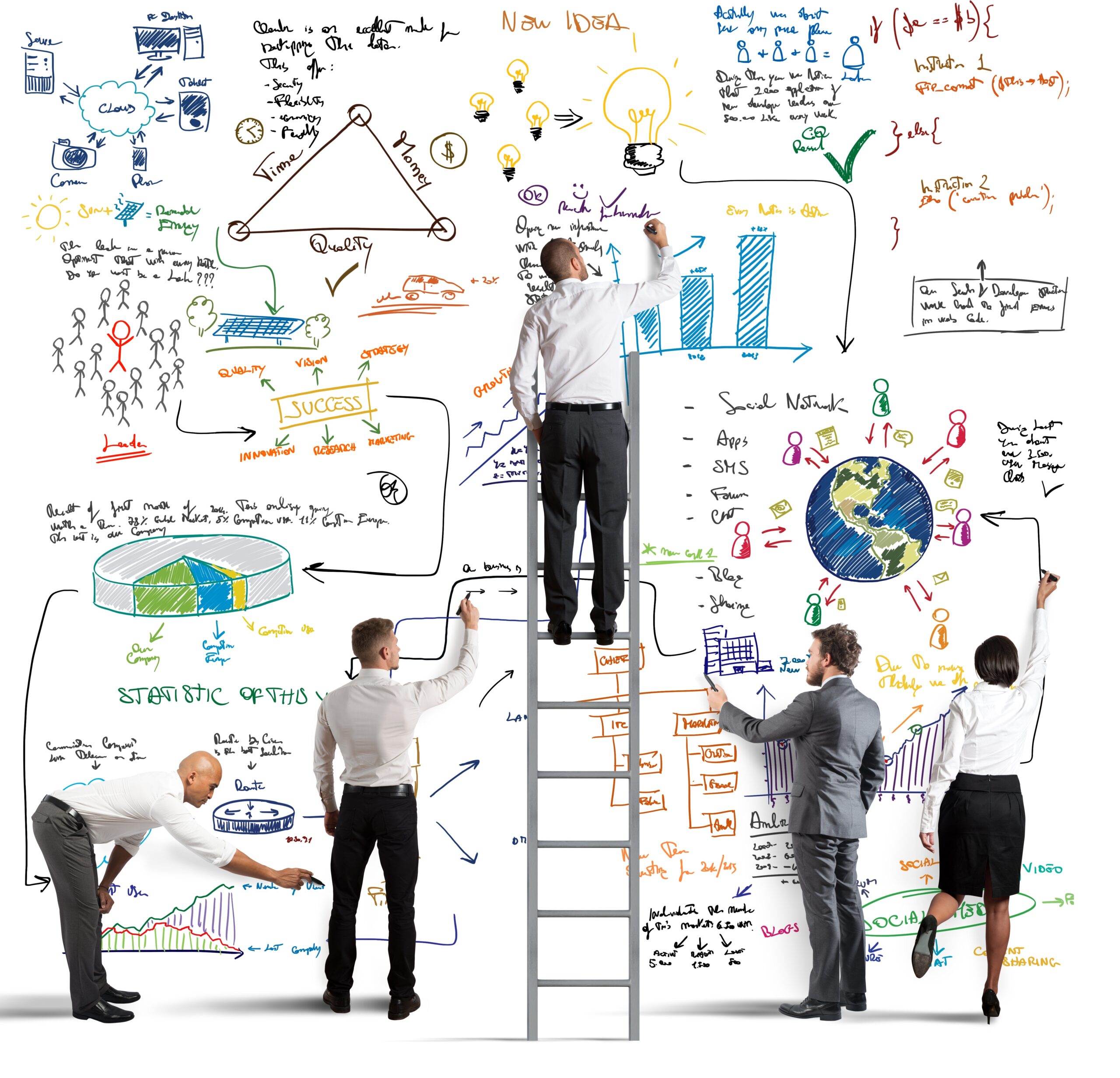 Business team drawing a new project